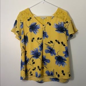 Skies Are Blue Stitch Fix Yellow Floral Blouse